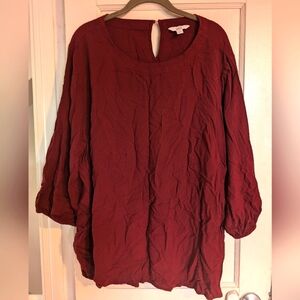 Croft & Barrow Women's Plus 3/4 Sleeve Dark Red Blouse 2x